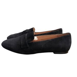 J. Jill Loafers Round Apron Toe Black Leather Suede Block Heel Shoes Size 10